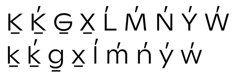 Letters with diacritic marks above and below