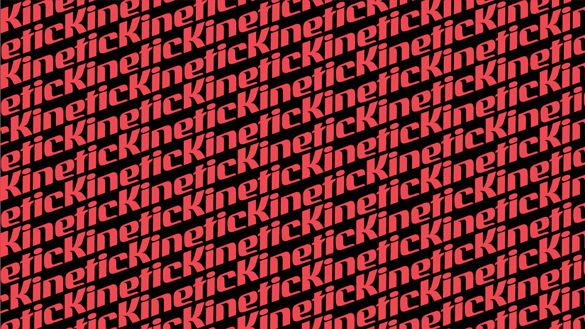 The word mark in red on a black background, tiled many times and set at a 45 degree angle to make a pattern