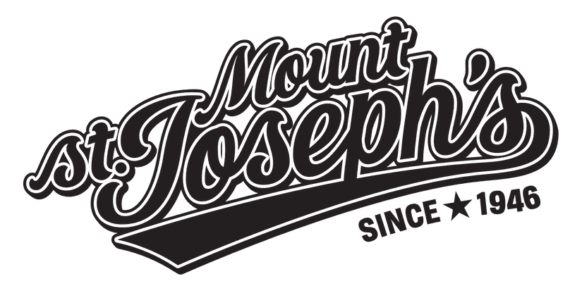 Baseball style lettering that reads "Mount St. Joseph's, since 1946"