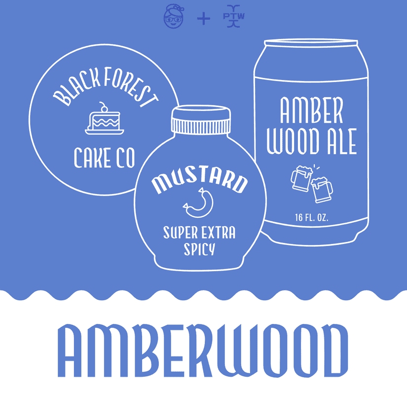 Amberwood typeface laid out on food packaging as an example of use